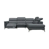 ECKSOFA Planet Echtleder mit 1 x Relaxfunktion Anthrazit - Anthrazit, Leder/Metall (256/232cm)