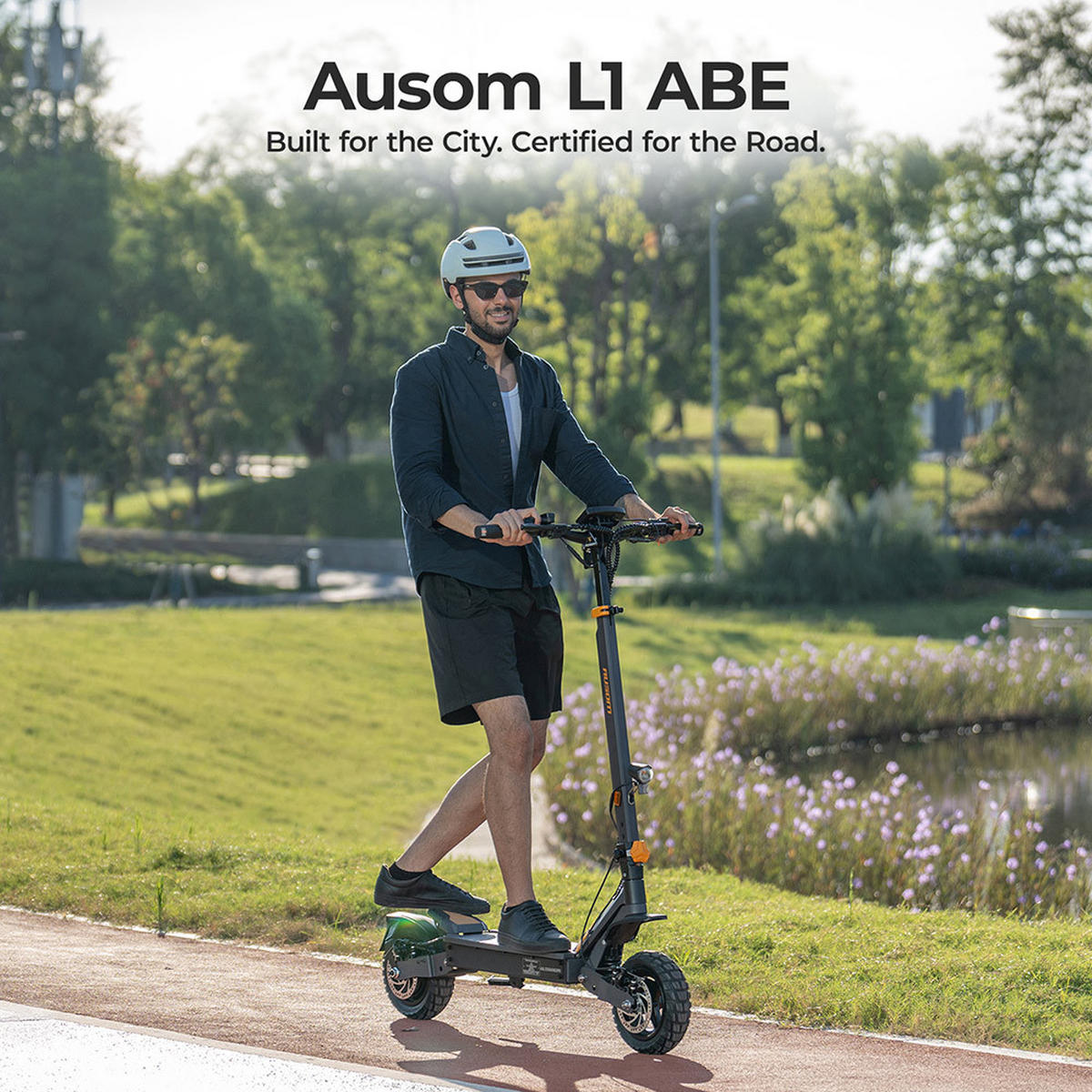 E-SCOOTER Ausom L1 ABE – 930W Spitzenmotor, 20 km/h, 70 km Reichweite ABE-Zulassung (eKFV, P612) - Grau, Metall (59cm)