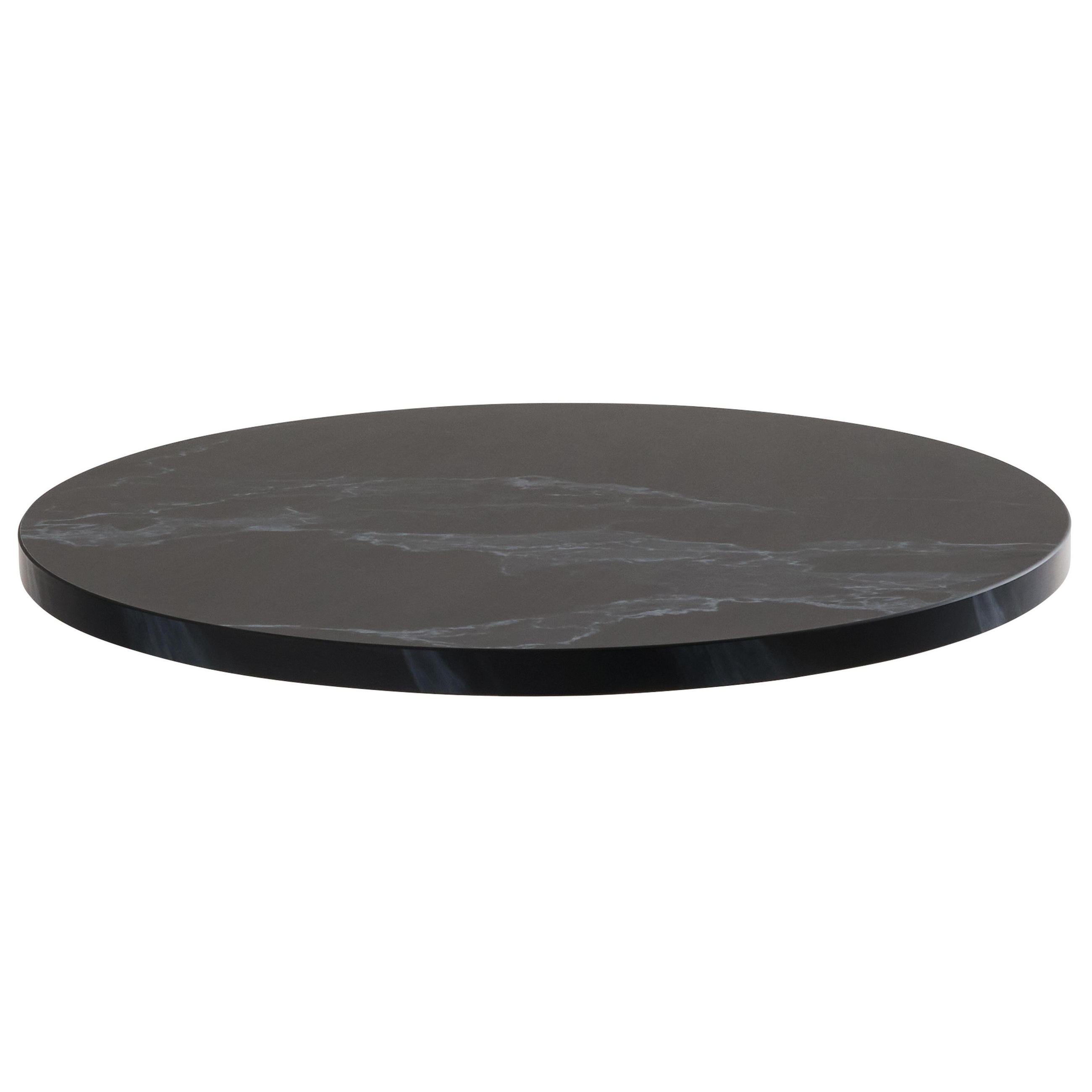 TISCHPLATTE runder 60 cm, Schwarz - Schwarz Hochglanz/Schwarz, Kunststoff (60/2.5/60cm) - Oviala
