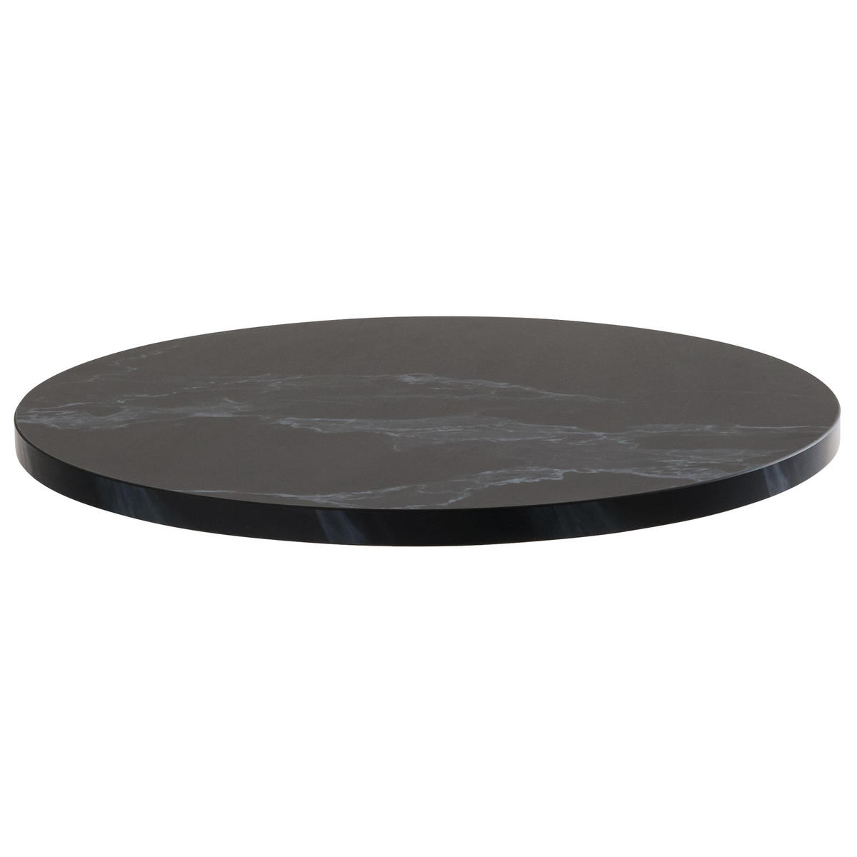 TISCHPLATTE runder 60 cm, Schwarz - Schwarz Hochglanz/Schwarz, Kunststoff (60/2.5/60cm) - Oviala