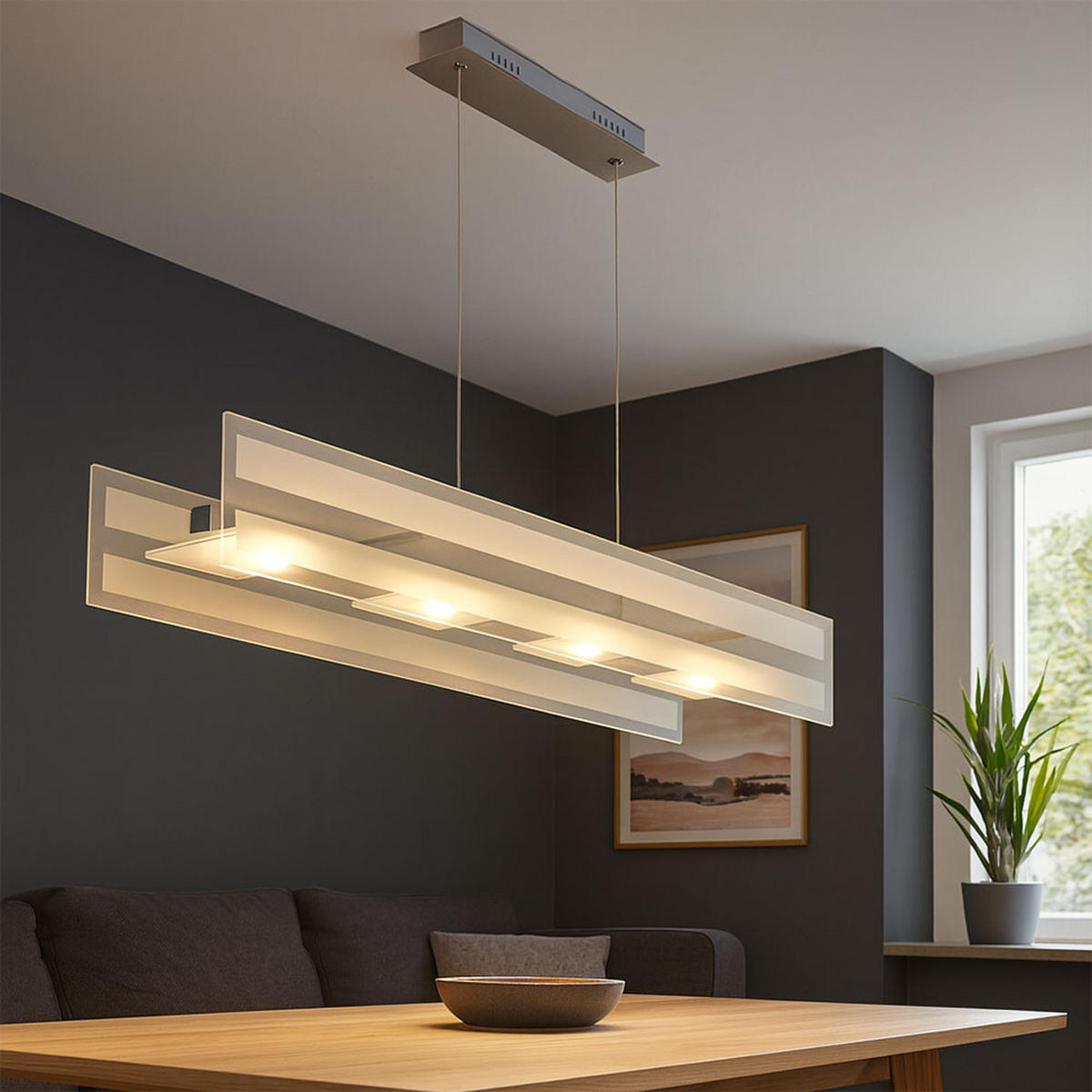 LED HÄNGELEUCHTE CORA Silber Glas - Silberfarben, Glas (87/16/120cm) - Esto