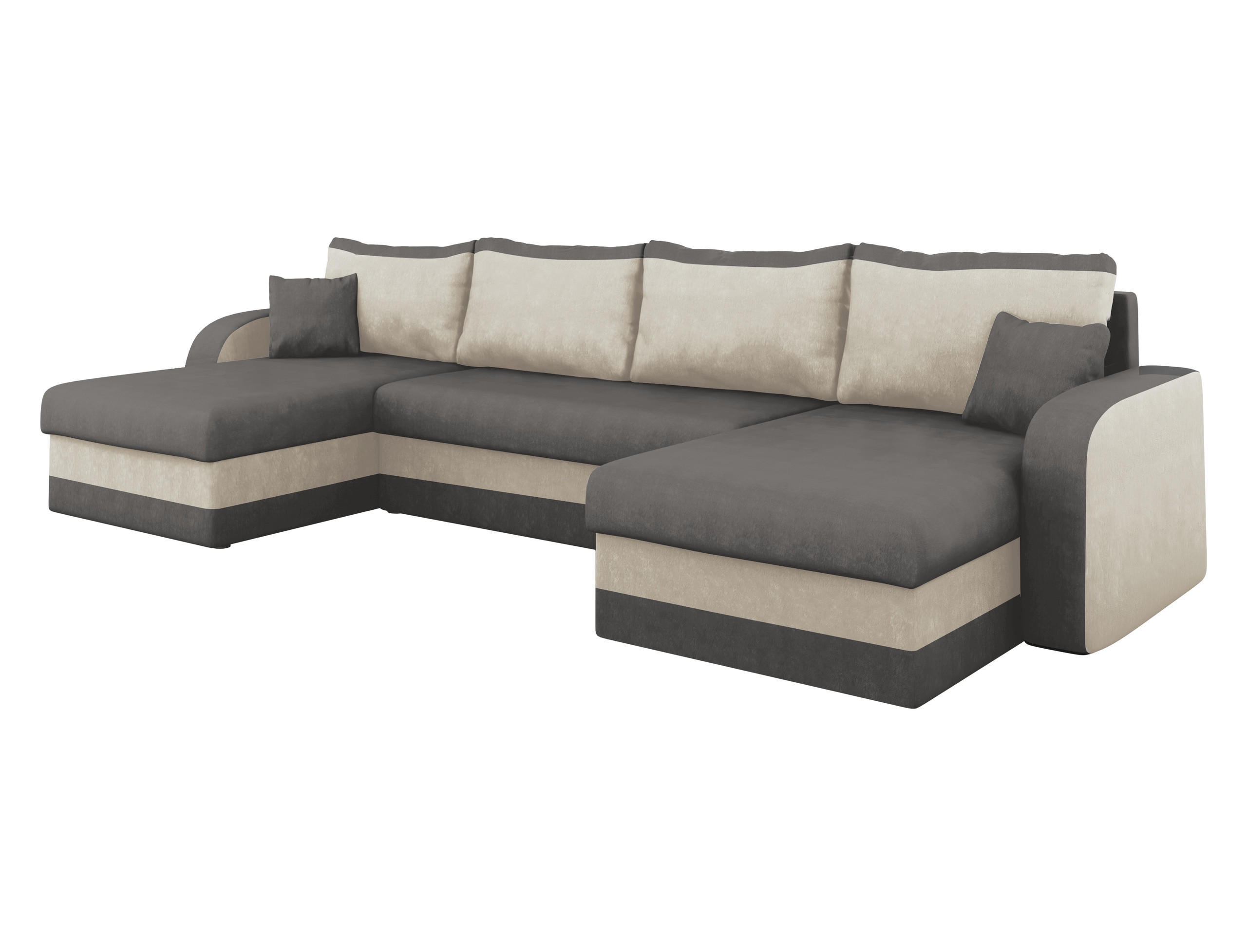 ECKSOFA Kris U - Hellgrau/Schwarz, Holz/Kunststoff (304/80/140cm) - MIRJAN24