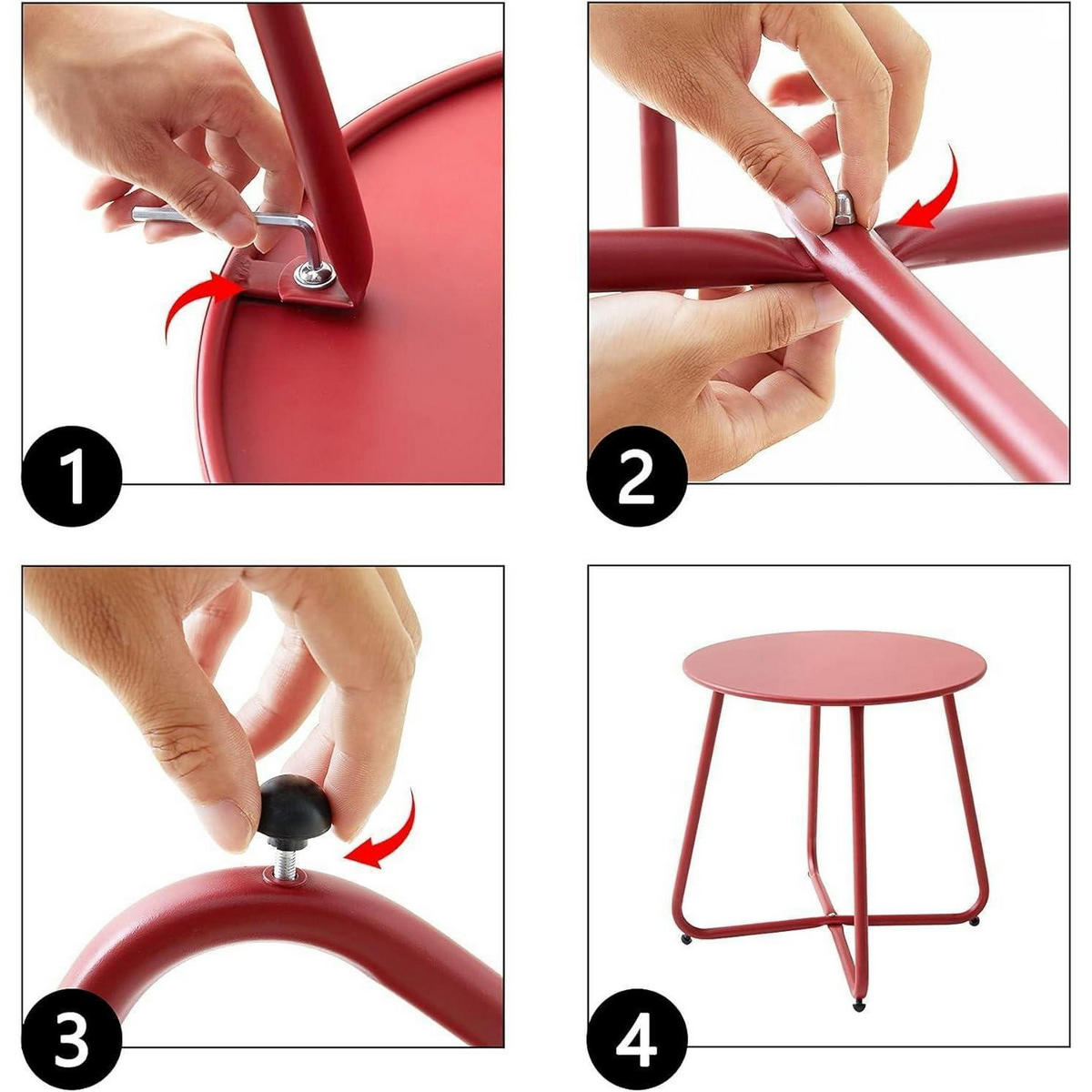 BEISTELLTISCH Metall Rot 45 cm - Rot, Metall (45/45/45cm)