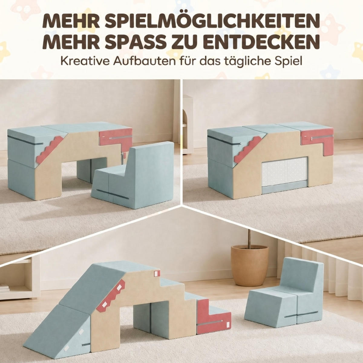 KONSTRUKTIONSSPIELZEUG Bausteine Blau - Multicolor, Kunststoff (39/44/79cm) - Korfee