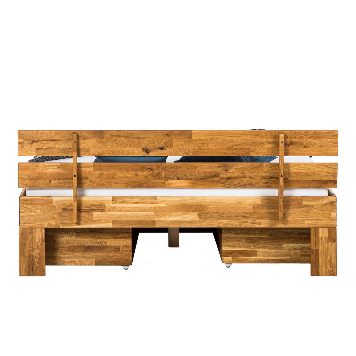 MASSIVHOLZBETT - Eiche massiv - Eichefarben, Holz (200/200cm) - home24