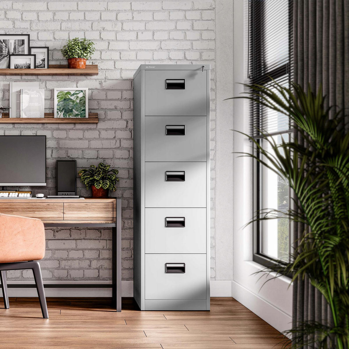 AKTENSCHRANK mit 5 Schubladen SARA V5 - Grau, Metall (46/162/62cm) - Jan Nowak