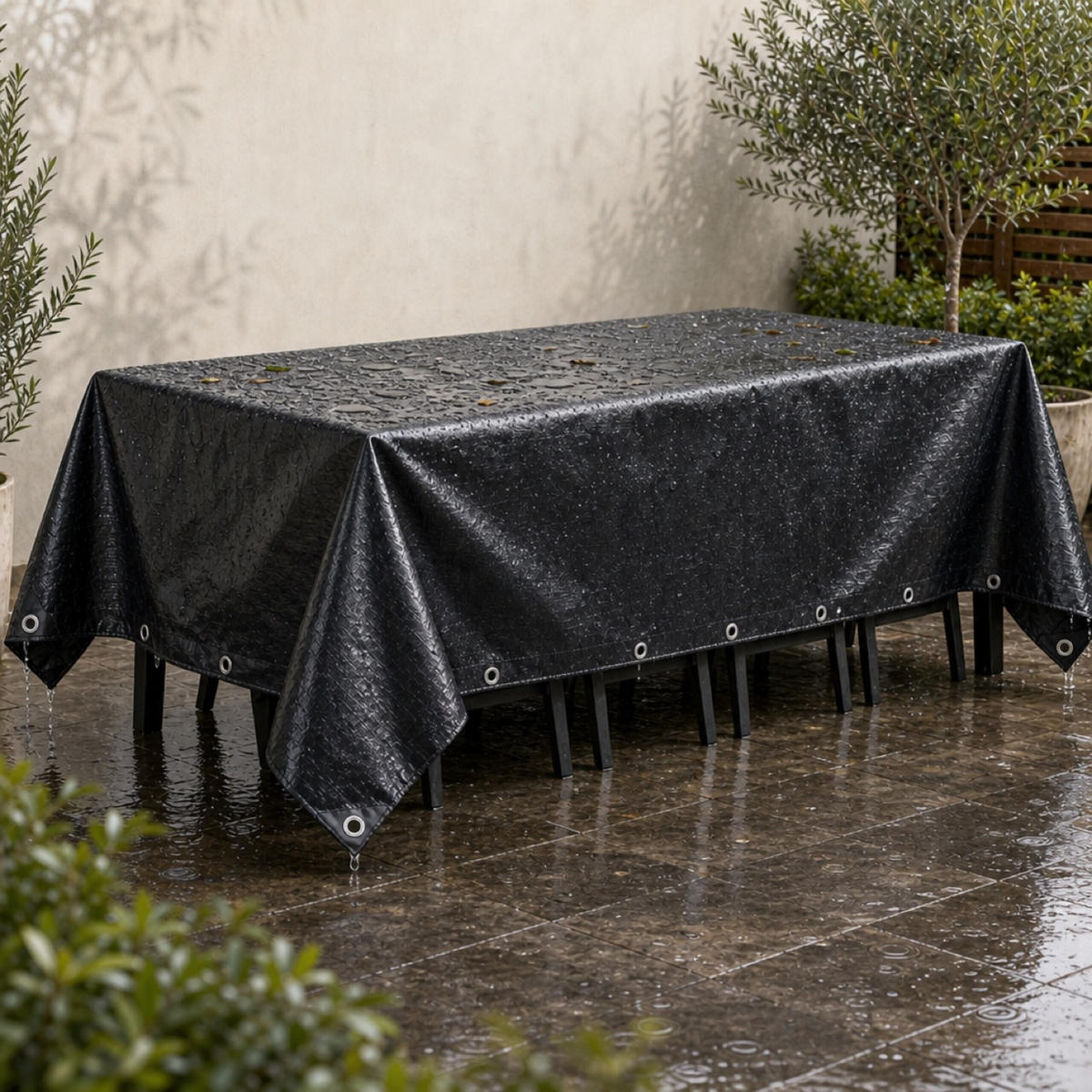 ABDECKPLANE Schwarz wasserdicht 200 g/m² 4x5 m - Schwarz, Kunststoff (500/400/0.1cm) - Relaxdays