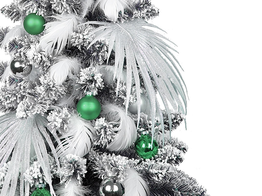 WEIHNACHTSBAUM künstlicher 60 cm mit LED-Beleuchtung, POLAR GRÜN, mit 41 Weihnachtsbaumschmuck, Pflanztopf mit Jutesack - Silberfarben/Weiß, Kunststoff/Stein (40/60cm) - LAALU