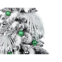 WEIHNACHTSBAUM künstlicher 60 cm mit LED-Beleuchtung, POLAR GRÜN, mit 41 Weihnachtsbaumschmuck, Pflanztopf mit Jutesack - Silberfarben/Weiß, Kunststoff/Stein (40/60cm) - LAALU