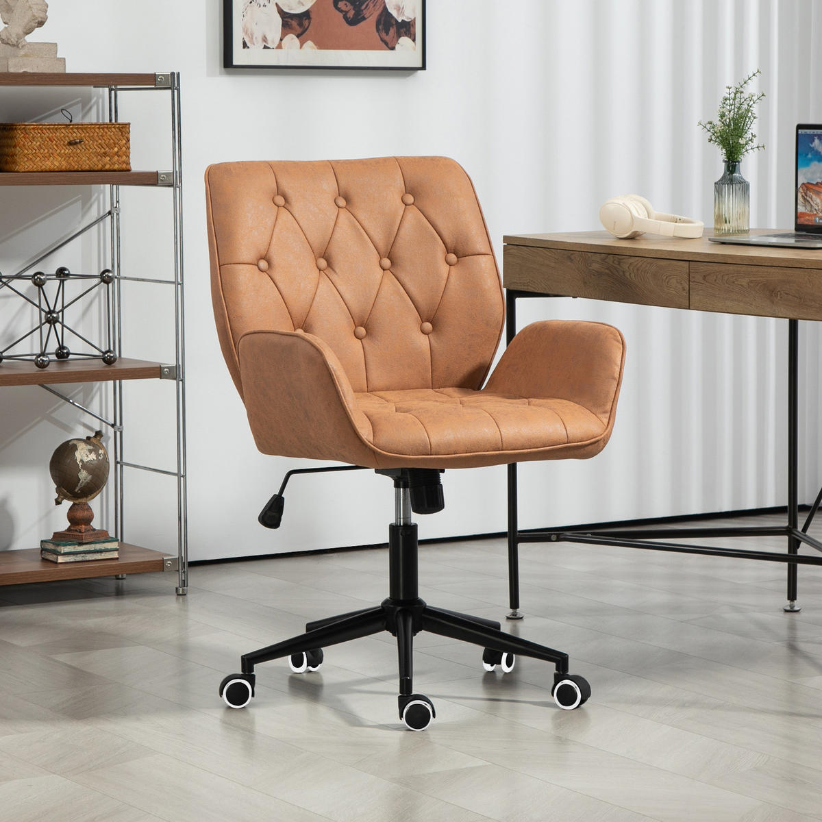 BÜROSTUHL GABRIEL Cognac - Cognac/Schwarz, Textil/Metall (57/93/62cm) - SVITA