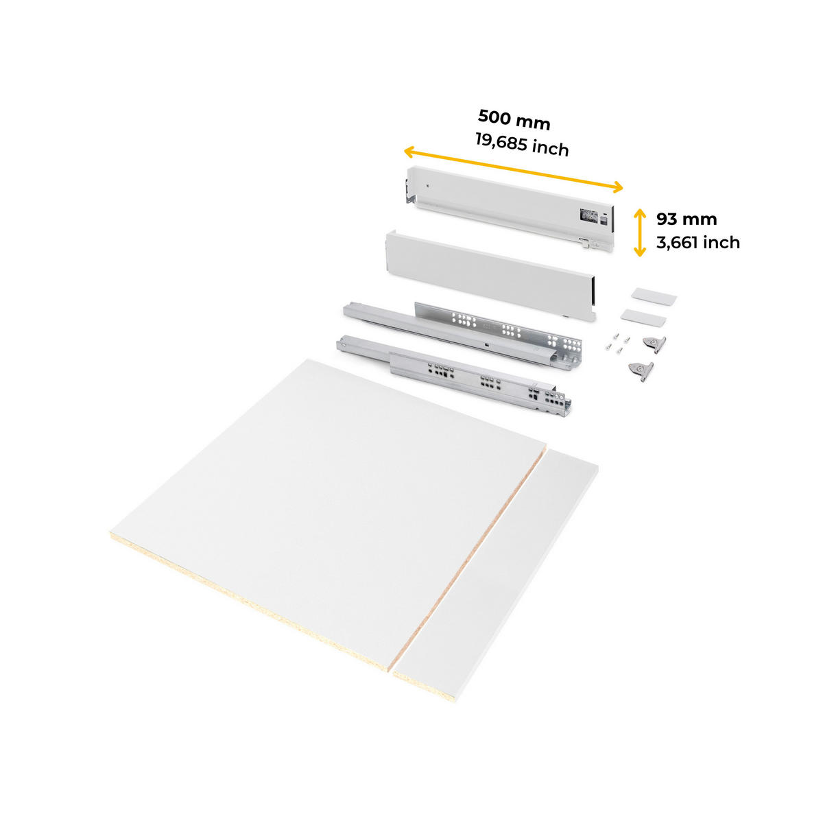 SCHUBLADEGARNITUR Vertex für Küche oder Badezimmer, 93 mm hoch, mit Einlegeböden, Modul 450 mm, Anthrazitgrau - Anthrazit, Metall (1.5/9.3/50cm) - EMUCA
