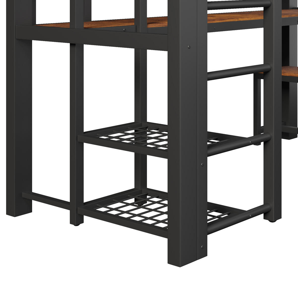 HOCHBETT 90/200 cm in Schwarz mit LED-Beleuchtung, Schreibtisch und Stauraum - Schwarz, Metall (90/200cm) - Flora Grace
