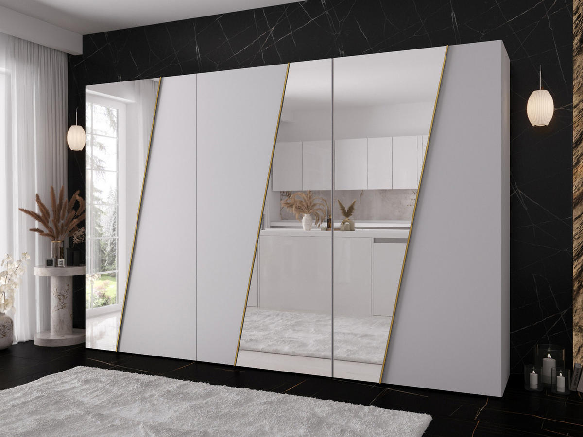 DREHTÜRENSCHRANK Zen 3L 300 cm - Goldfarben/Schwarz, Holzwerkstoff/Kunststoff (300/202/50cm) - MIRJAN24