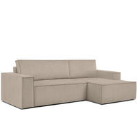 ECKSCHLAFSOFA-RECHTS NAPI in Pet Friendly Cord-Stoff, beige - Beige/Schwarz, Textil (262/148cm) - KONSIMO®
