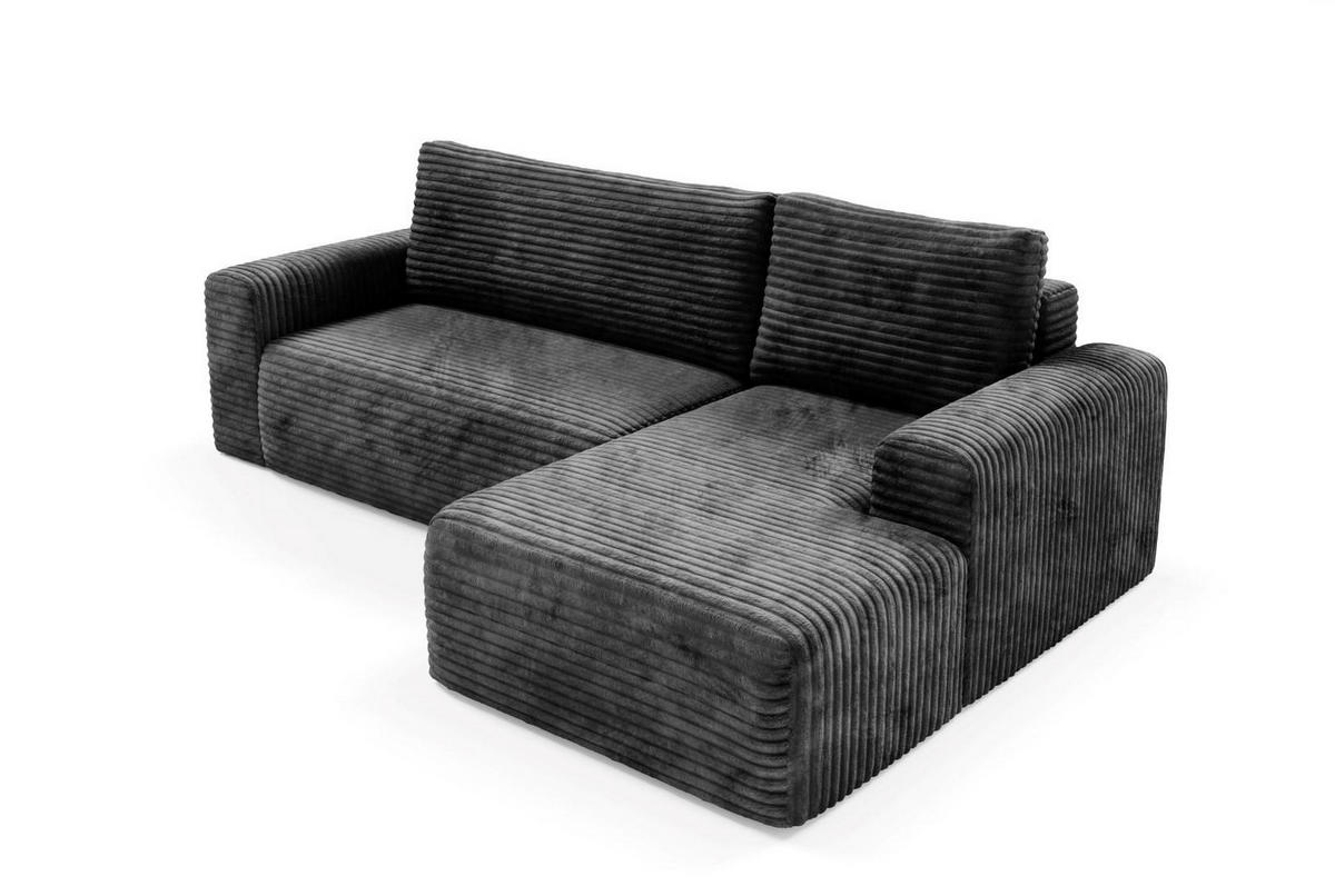 ECKSOFA mit Schlaffunktion Schwarz - Schwarz, Textil (268/163cm) - Furnisell