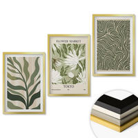 WANDBILDER 3er Set - 40x60 cm Goldrahmen - Pflanzenmuster, Boho-Dekorationen - Goldfarben, Kunststoff (40/60cm) - ArtPrintCave