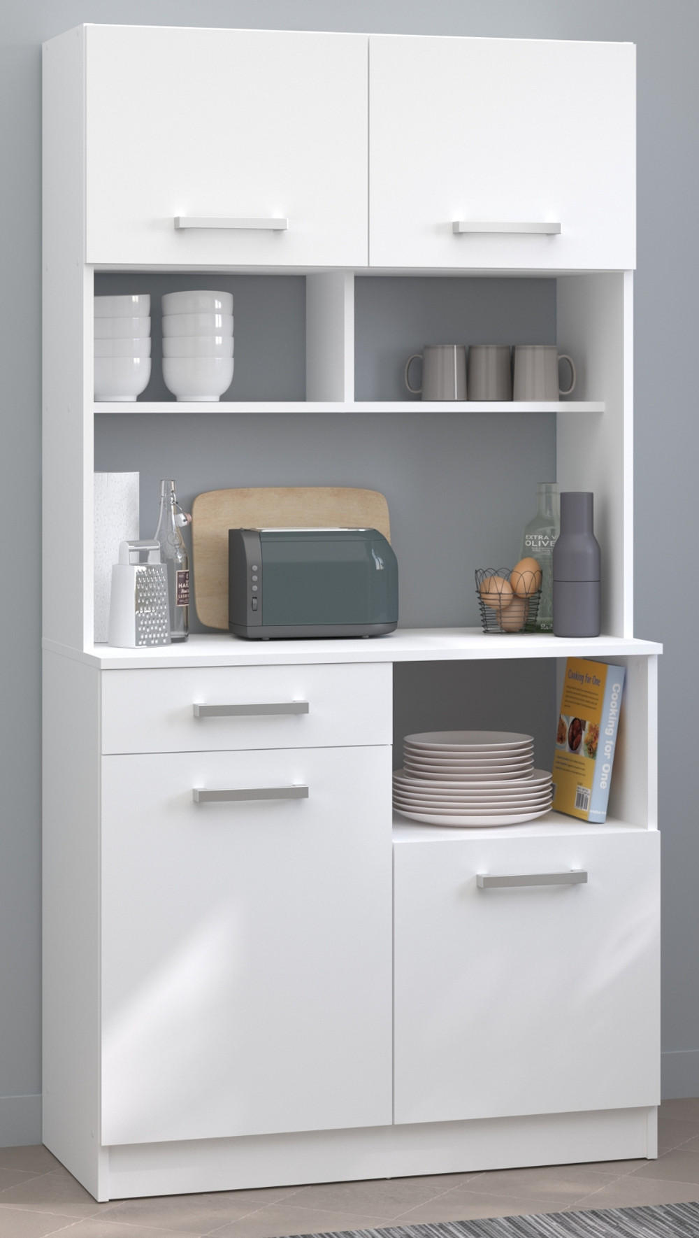 BUFFET Küche weiß Buffetschrank mit viel Stauraum - Weiß, Holzwerkstoff (90/177/42cm) - Parisot Meuble