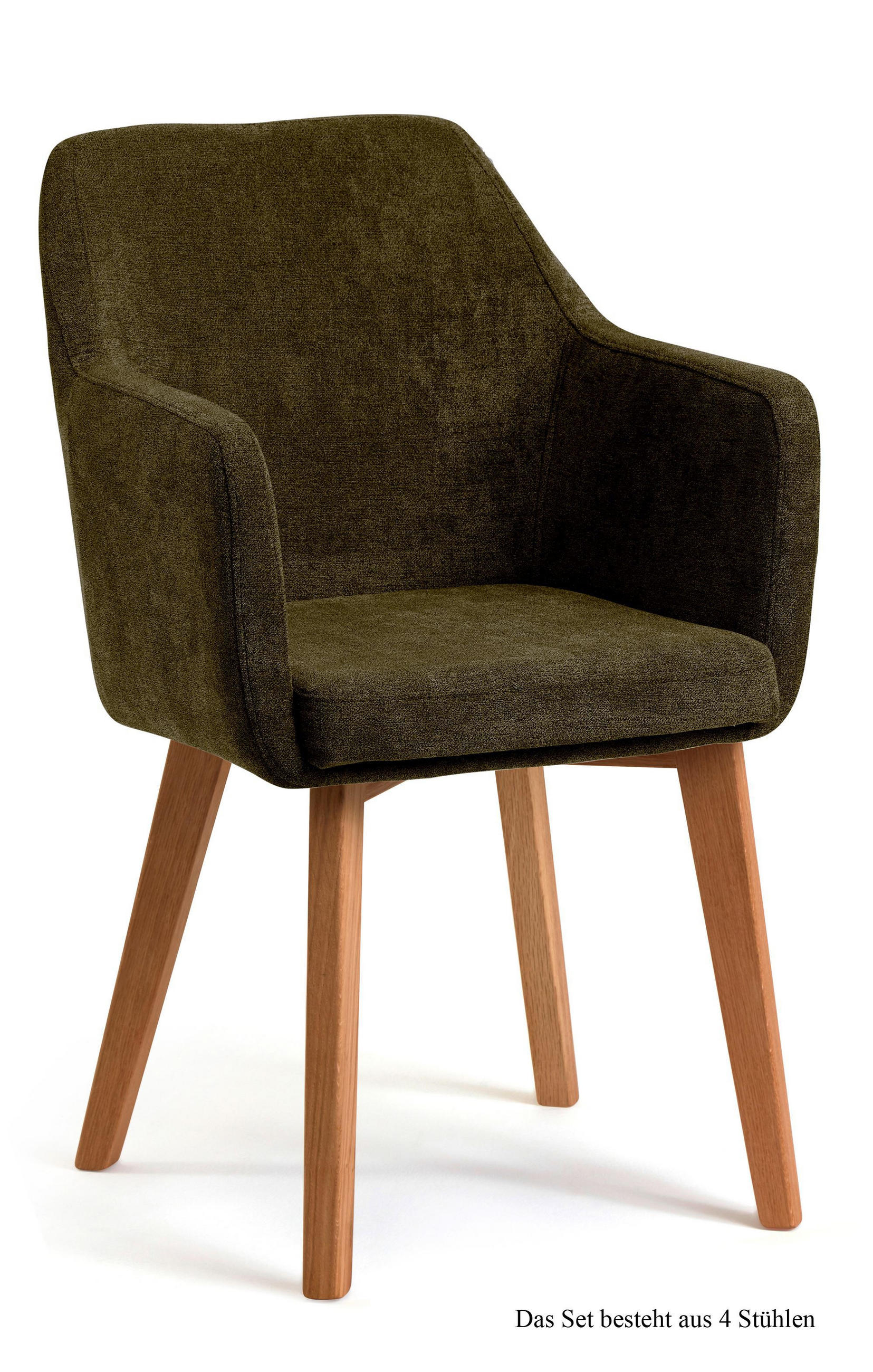 ARMLEHNSTUHL (4er-Set) Darleen 57x87x60 Eiche geölt/Khaki - Dunkelgrün/Eichefarben, Kunststoff (60/87/57cm) - 58aufmkessel