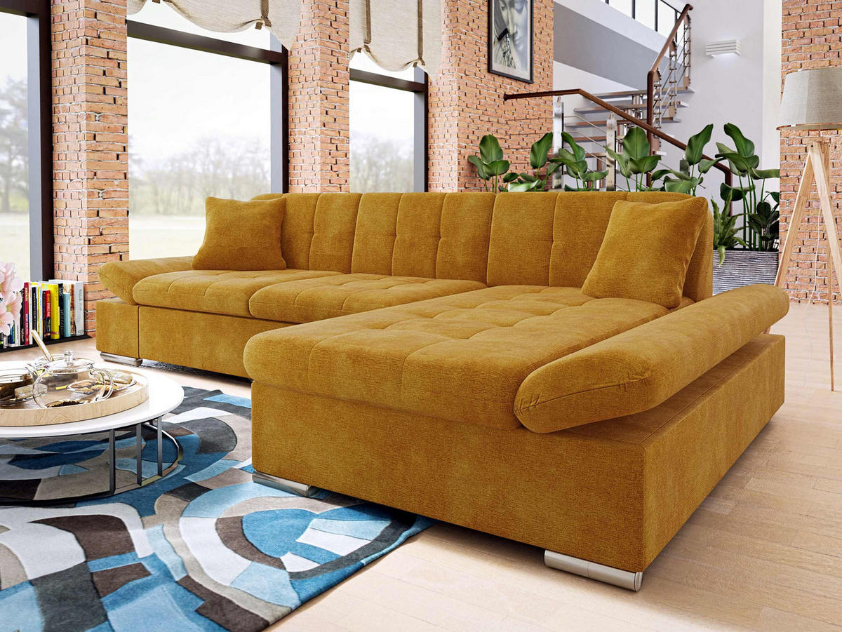 ECKSOFA Malwi, Seite: Rechts - Currygelb, Holz/Textil (278/161cm) - MIRJAN24