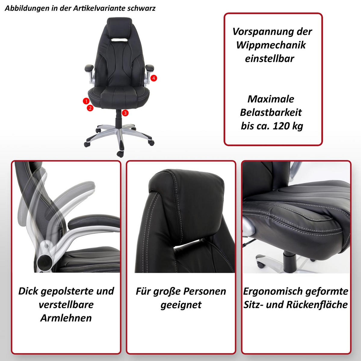 BÜROSTUHL Grau - Grau, Textil (68/128/80cm) - MCW