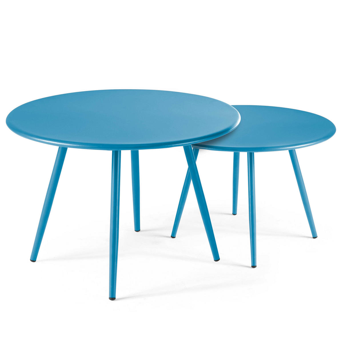 GARTEN-LOUNGETISCH, Pazifikblau - Dunkelblau, Metall (90/50/34cm) - Oviala