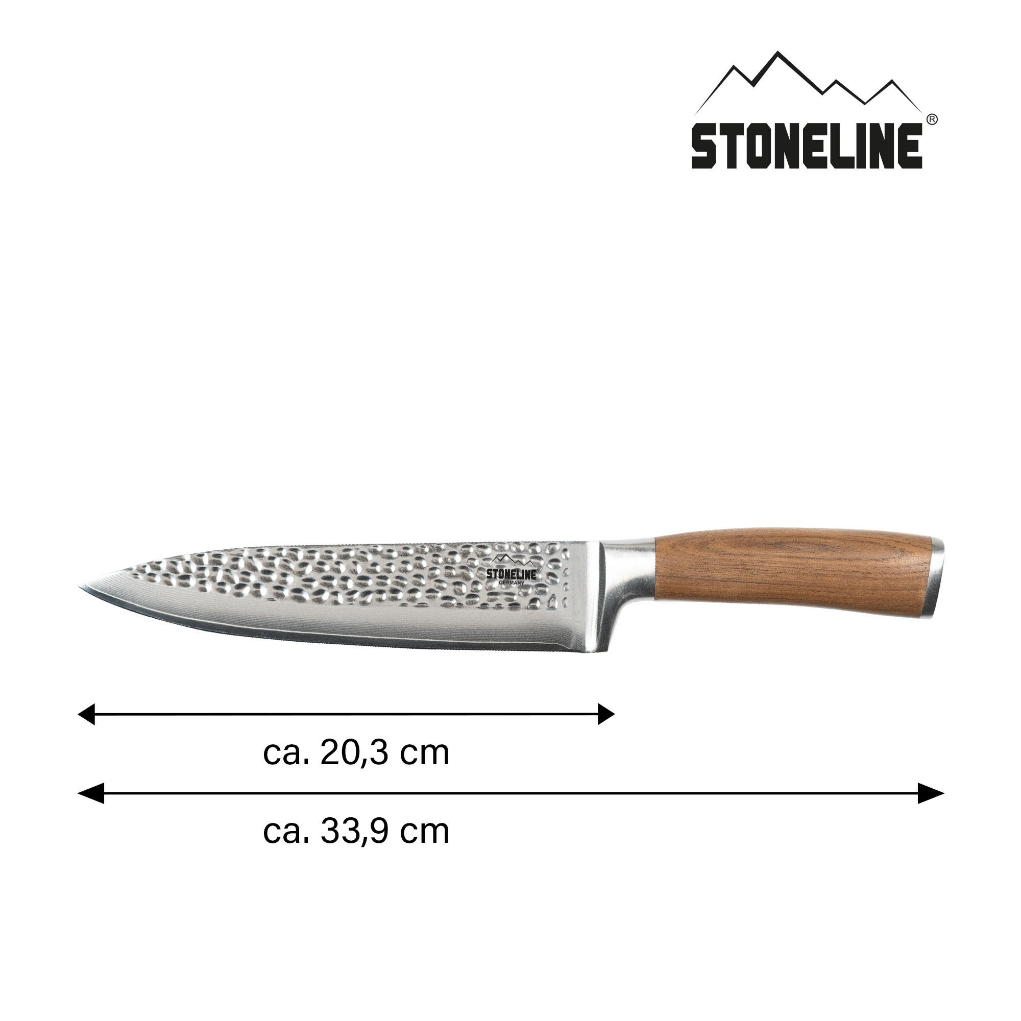 HAMMERSCHLAG DAMASTMESSER KOCHMESSER - Schwarz, Metall (20cm) - Stoneline