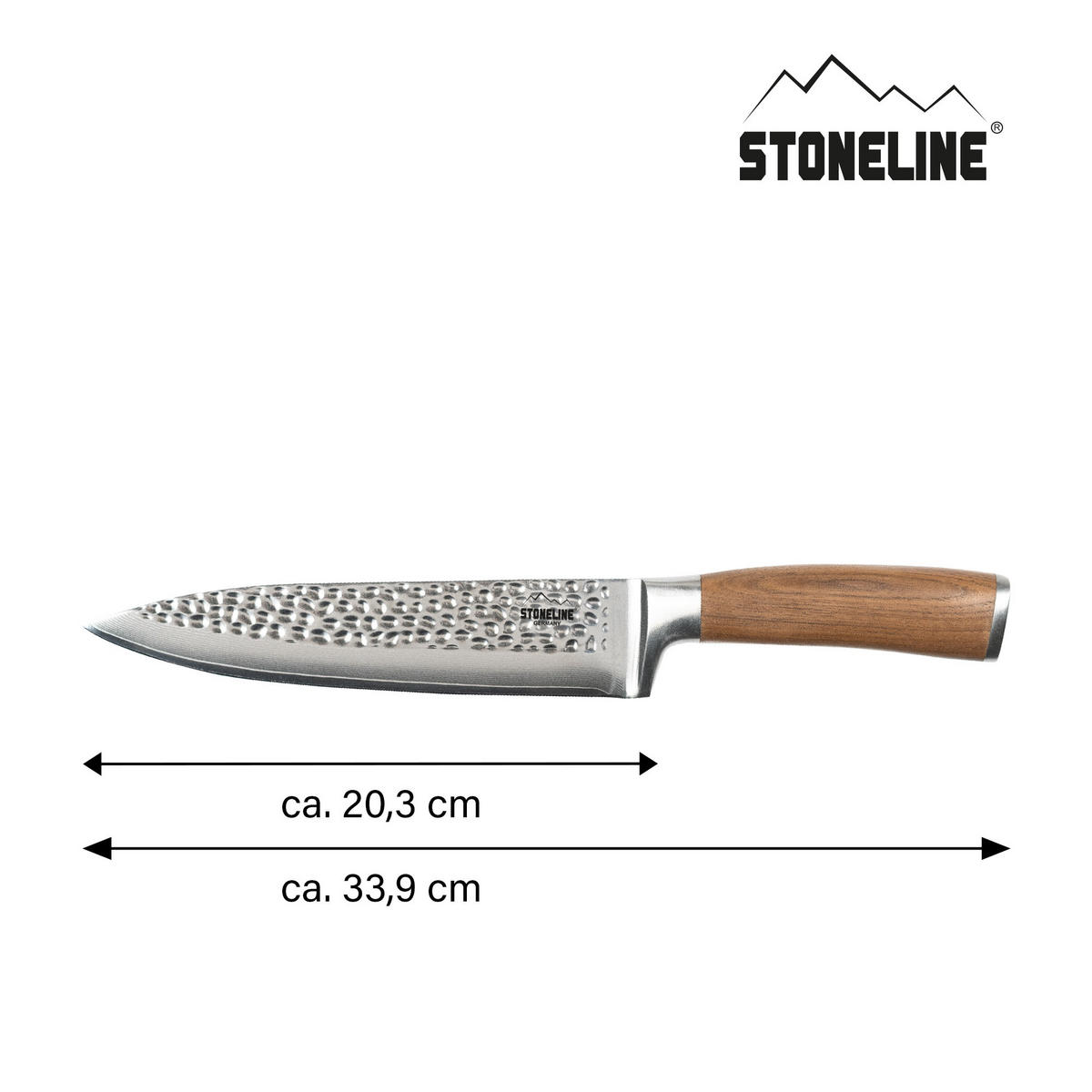 HAMMERSCHLAG DAMASTMESSER KOCHMESSER - Schwarz, Metall (20cm) - Stoneline