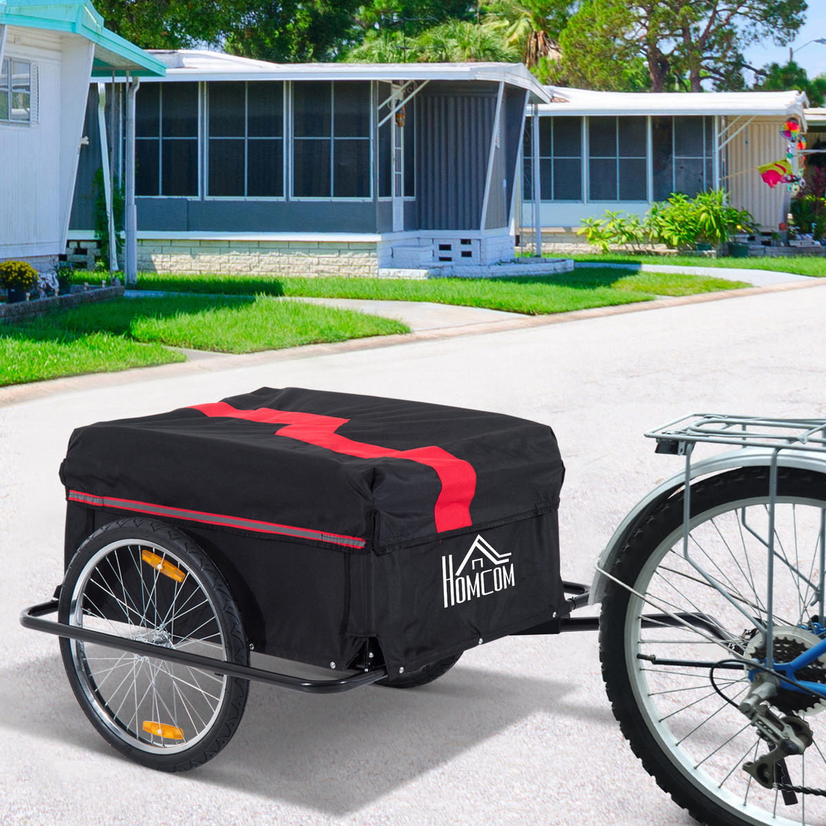 TRANSPORTANHÄNGER Fahrradanhänger Lastenanhänger Fahrrad Anhänger Schwarz - Schwarz, Metall (61/38/845cm) - HOMCOM