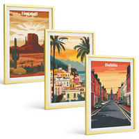 BILDER SET 3er Set - 40x60 cm Goldrahmen - Landschaften natürlicher Städte - Goldfarben, Kunststoff (40/60cm) - TULUP