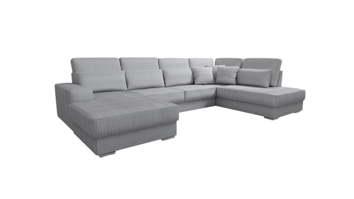 WOHNLANDSCHAFT Nevio In Scala - Hellgrau, Holzwerkstoff/Textil (401/88/226cm) - Fun Möbel