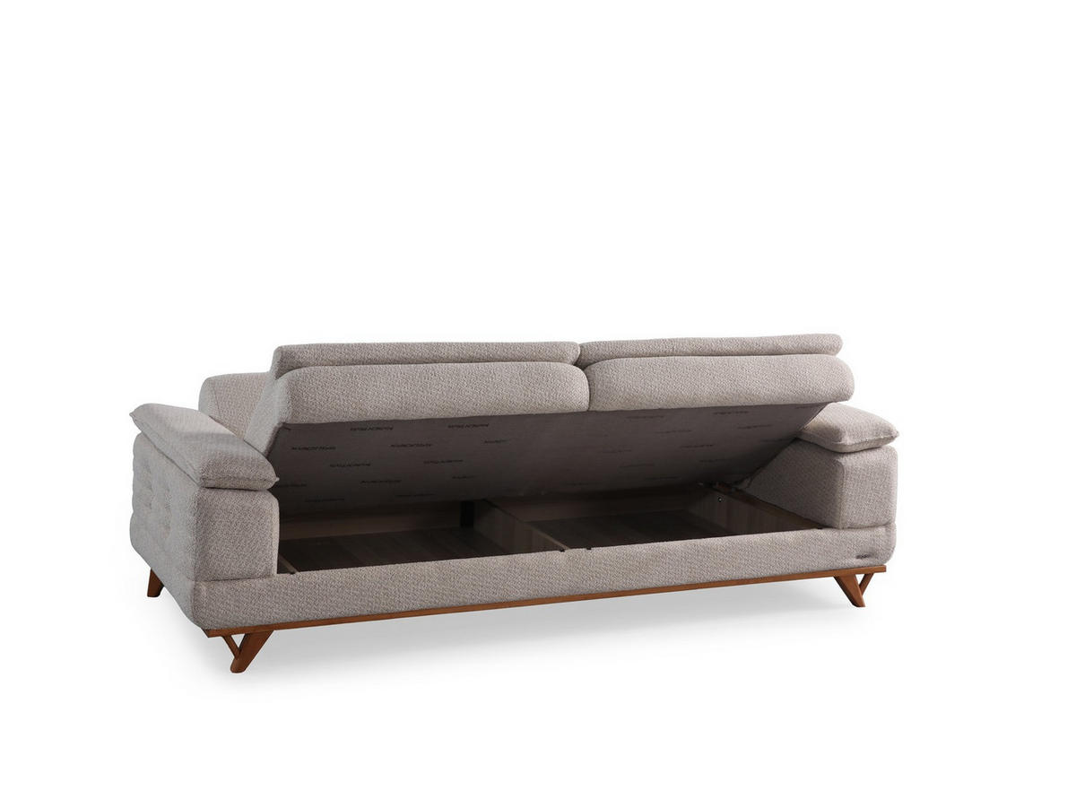 SOFA New Riga 2-Sitzer Mikrofaser Webstoff Beige - Beige, Holz/Textil (180/84/100cm)