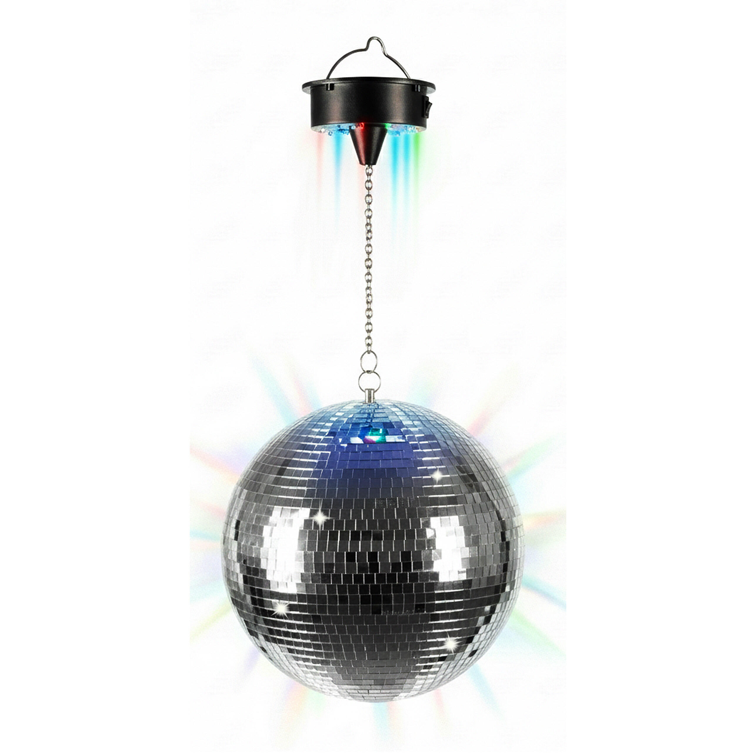 DISKOKOULE Stříbrná motor LED 40 cm - stříbrná, textil/plast (40/38/40cm) - Relaxdays