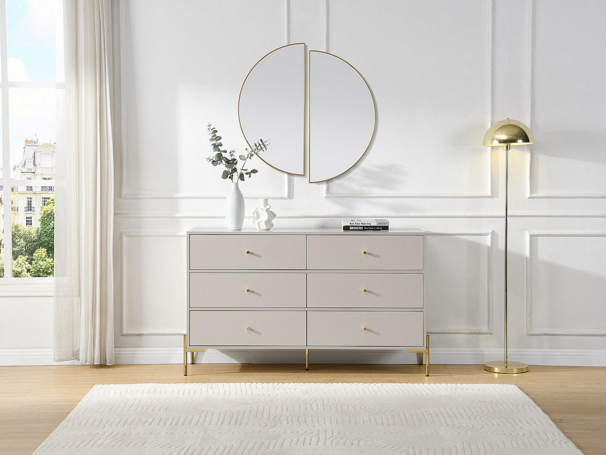 KOMMODE - 140 cm x 40 cm - holz - beige, goldfarben Milavia - Beige/Goldfarben, Holz (140/82/40cm) - Vente-Unique