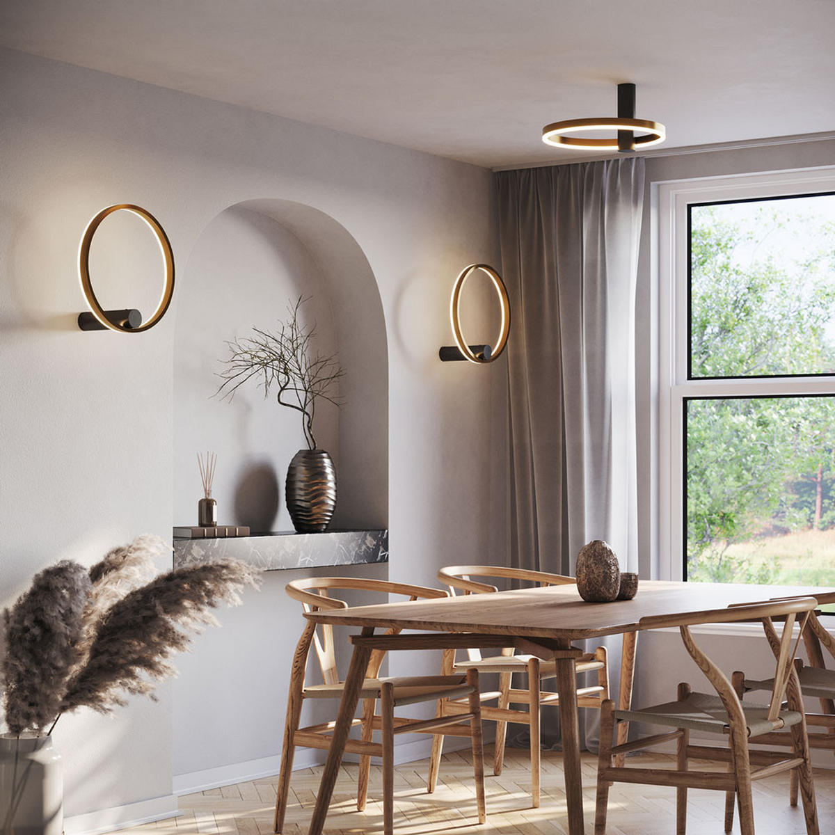 LED-WAND-/DECKENLAMPE Ring Air Schwarz/Aluminium - Schwarz, Metall (40/40/22cm) - s.luce