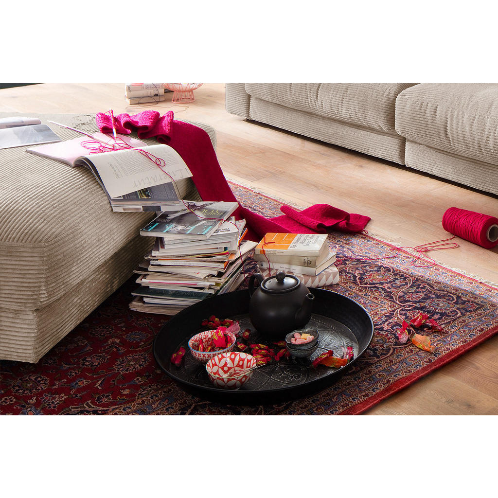 Thumbnail - Kawola Big, Taupe, Textil, Rechteckig, 120x43x120 cm, Wohnzimmer, Hocker, Sitzhocker