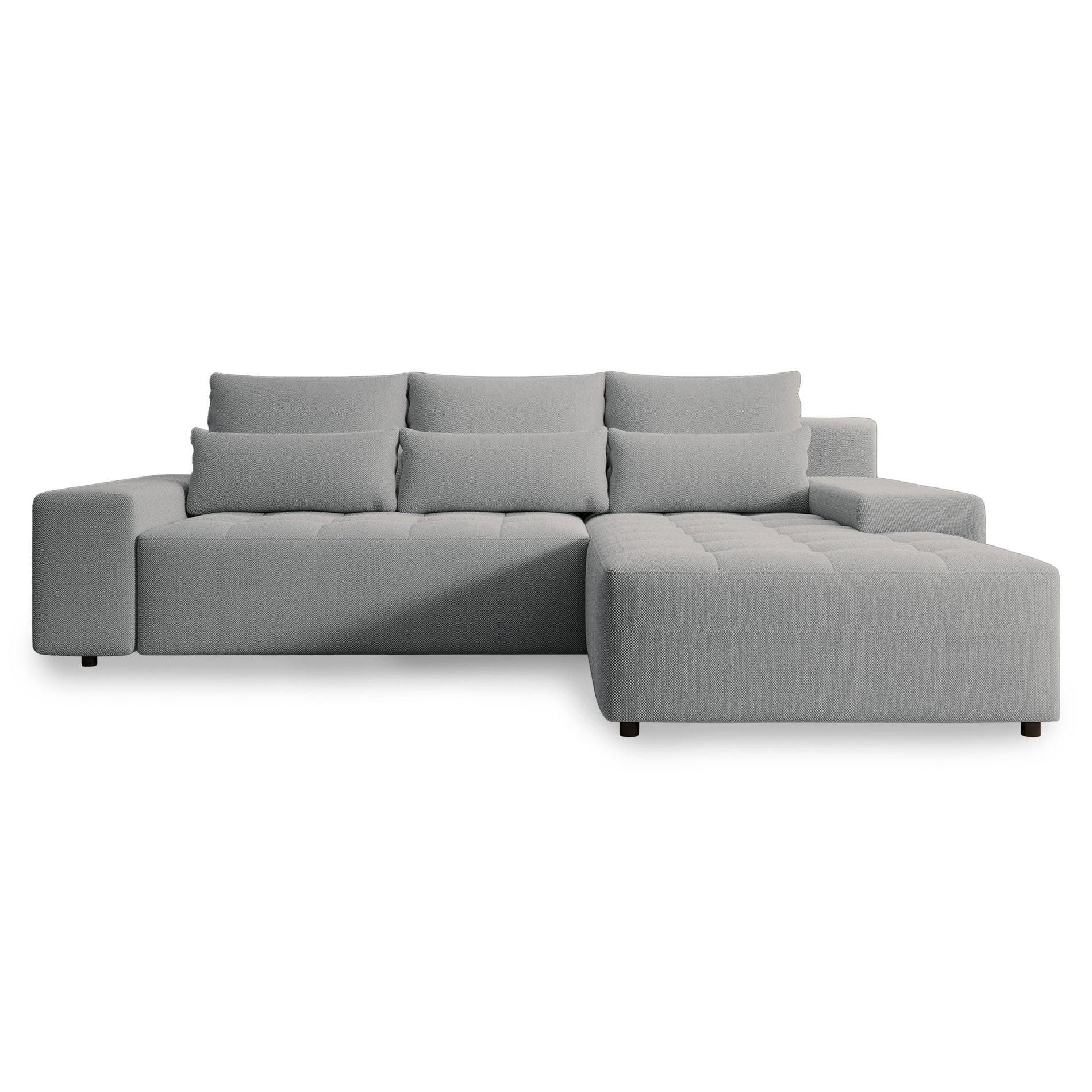 ECKSOFA Neluro Hellgrau Chenille wasserabweisend - Hellgrau/Schwarz, Kunststoff/Textil (268/184cm) - Selsey