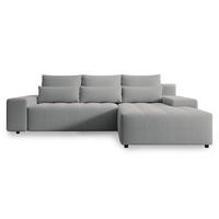 ECKSOFA Neluro Hellgrau Chenille wasserabweisend - Hellgrau/Schwarz, Kunststoff/Textil (268/184cm) - Selsey