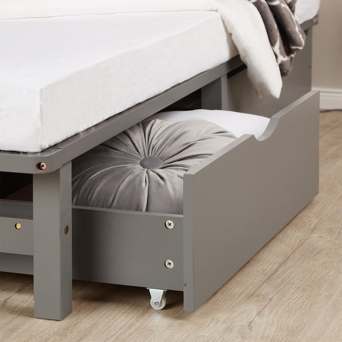 HOLZBETT mit Stauraum 140/200 cm grau - Grau, Holz (140/200cm) - Homestyle4u