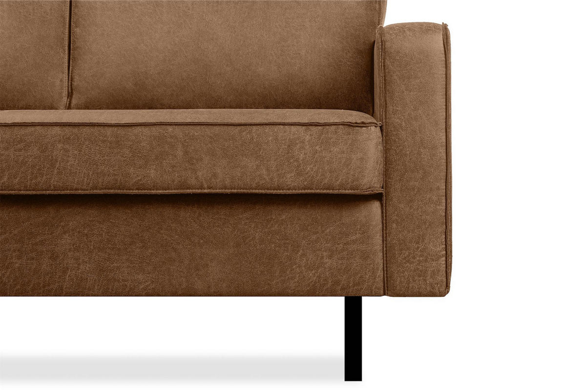 ECKSOFA-LINKS INVIA mit Armlehnen vintage, Lederoptik-Stoff, braun - Schwarz/Braun, Textil (234/160cm) - KONSIMO®