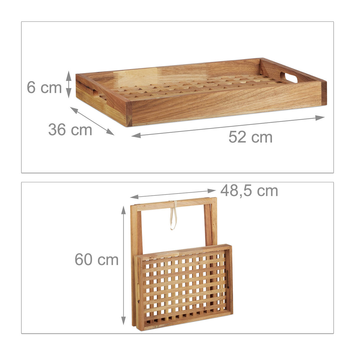 TABLETTTISCH - Hellbraun, Holz (52/36/54cm) - Relaxdays
