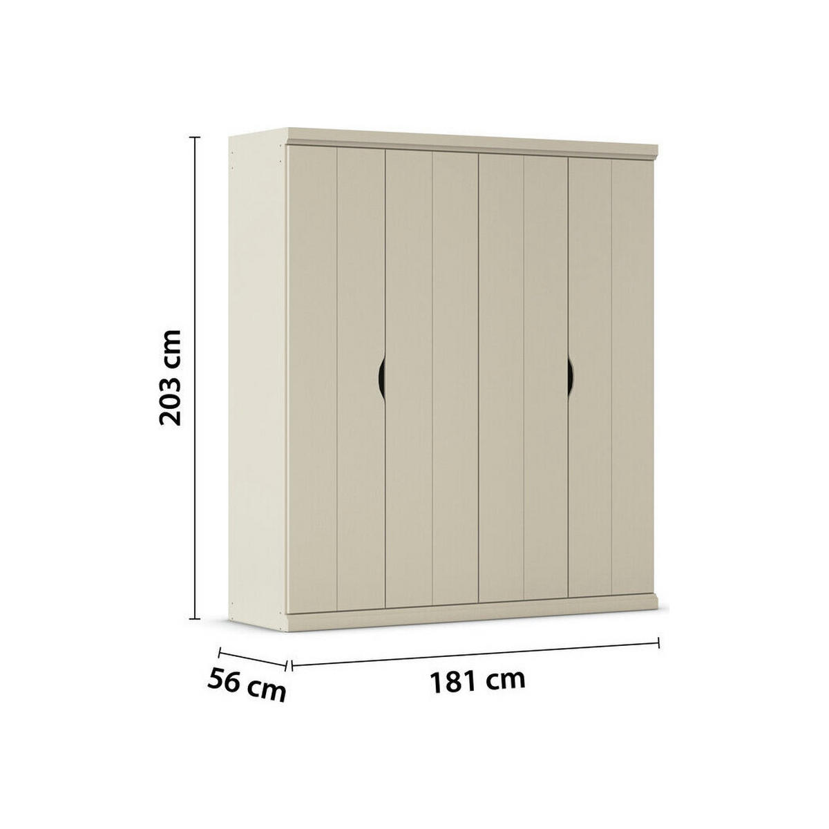 JUGENDZIMMER Frieda in Beige 5-teilig mit 4 türigem Kleiderschrank ohne Schubkästen, 140er Jugendbett, Nachttisch, Schreibtisch mit Container - Beige, Holzwerkstoff (80/200/120cm)