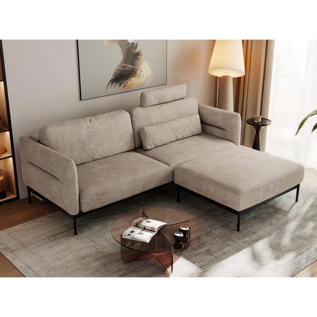 Thumbnail - MKS Schlafsofa, Beige, Textil, 3-Sitzer, L-Form, 221x82x193 cm, Oeko-Tex®, Wohnzimmer, Sofas & Couches, Schlafsofas