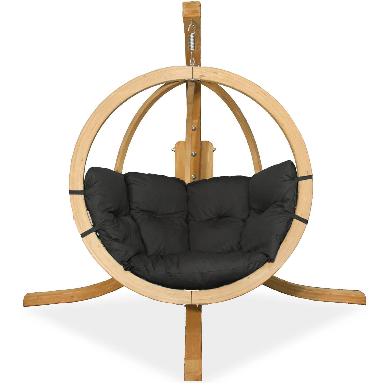 HÄNGESESSEL mit Gestell HIGLO ,Dunkelgrau - Dunkelgrau, Holz/Textil (230/183/130cm) - KONSIMO®