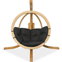 HÄNGESESSEL mit Gestell HIGLO ,Dunkelgrau - Dunkelgrau, Holz/Textil (230/183/130cm) - KONSIMO®