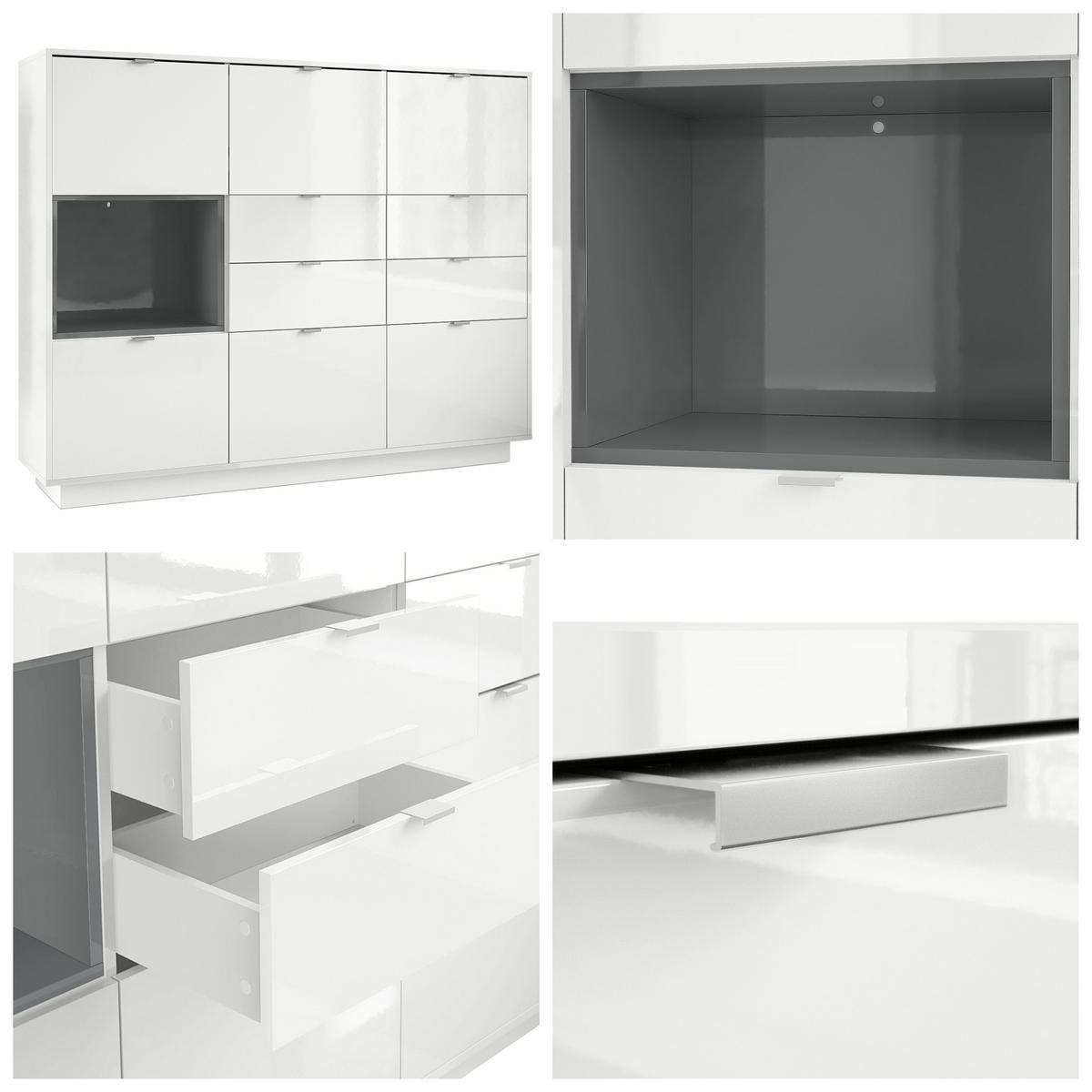 HIGHBOARD Metro Einsatz in Brombeer Hochglanz - Brombeere, Holzwerkstoff (153/123/38cm) - Vladon