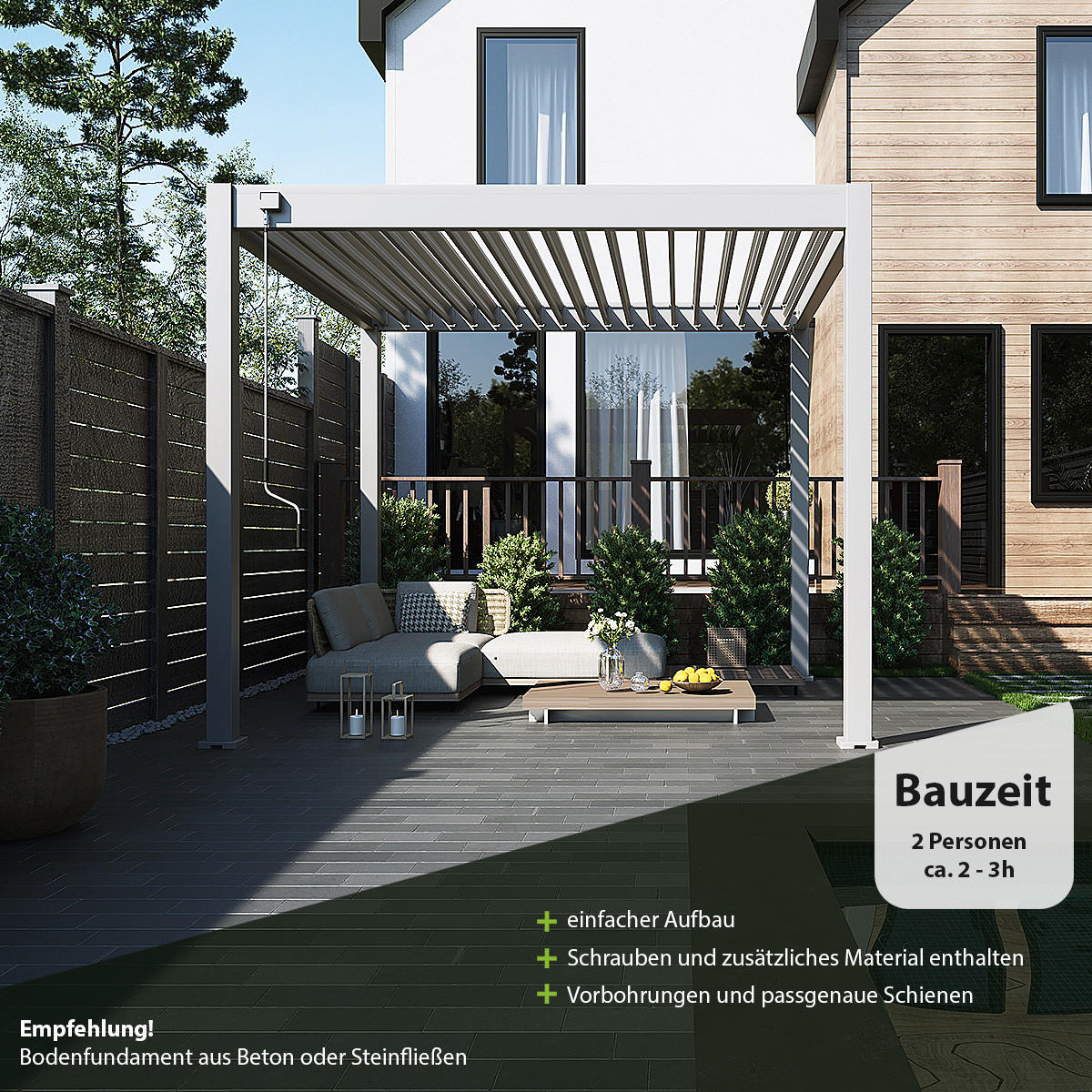 PERGOLA Classic Pavillon Terrassenüberdachung Aluminium 3 x 3 M Ivory Sand - Beige, Metall (300/255/300cm) - WEIDE