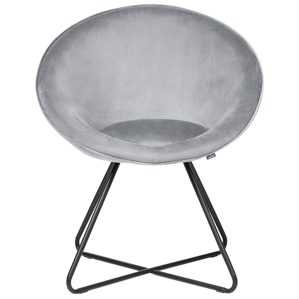 FOTEL Bársony világosszürke/fekete kerek Floby II - világosszürke/fekete, textil (69/80/58cm) - Beliani
