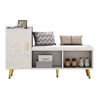 SCHUHSCHRANK Weiß Gold Sitzbank Hochglanz Stauraum Flur - Weiß, Holzwerkstoff (35/71.5/120cm) - FLIEKS
