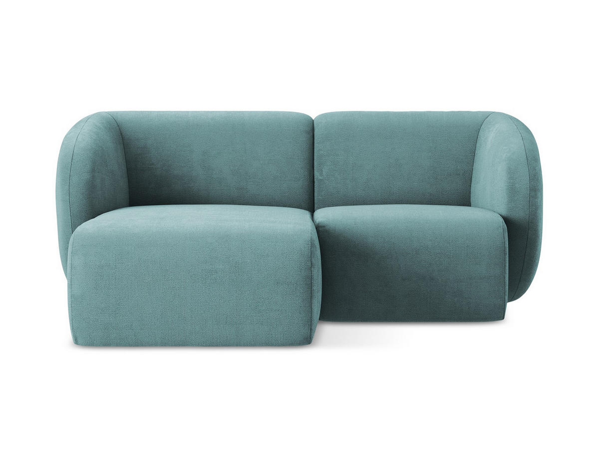 ECKSOFA Links Chenille Stoff Blau - Blaugrau/Schwarz, Holzwerkstoff/Kunststoff (178/166cm) - Makamii