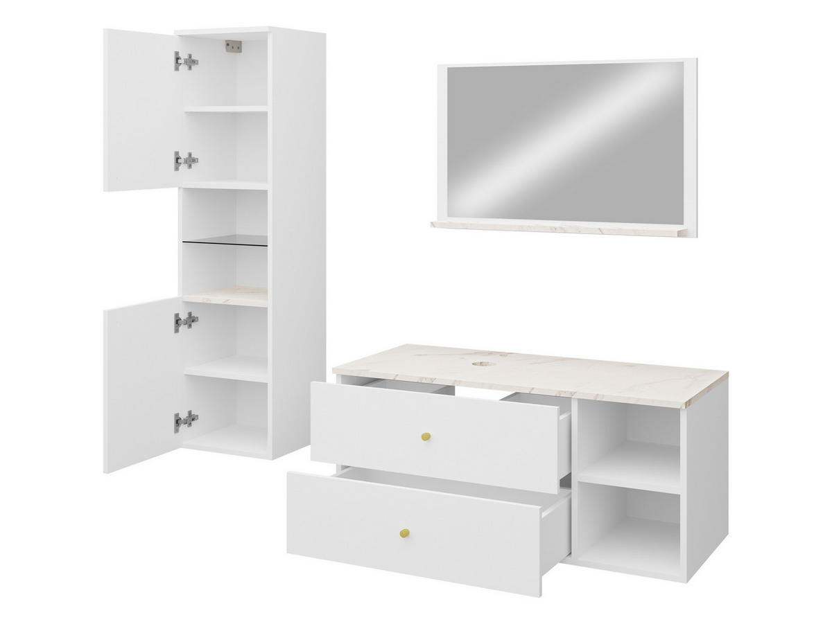 BADMÖBEL-SET Kertos II - Goldfarben/Weiß, Holzwerkstoff/Metall (100/57/45cm) - MIRJAN24